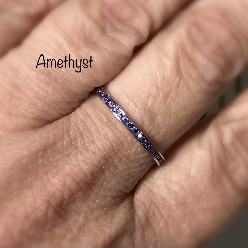 Amethyst CZ Stackable Sterling Silver Ring
